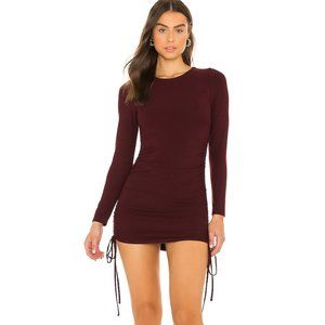 Steve Madden Ruched Long Sleeve Maroon Dress